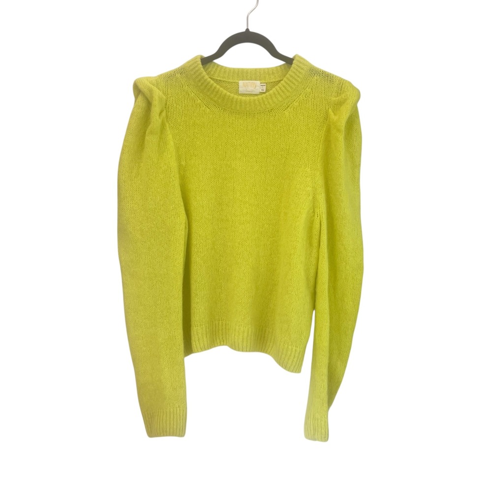 Nation LTD Chatreuse Geen Sweater  Pff Sleeve‎ wool Alpaca Pullover Size Large